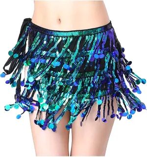 Short Skirt for Women Sexy Fashion Drawstring Sequin Skirts Fashion Fringe High Waisted Skirt Sports Party Skirt
