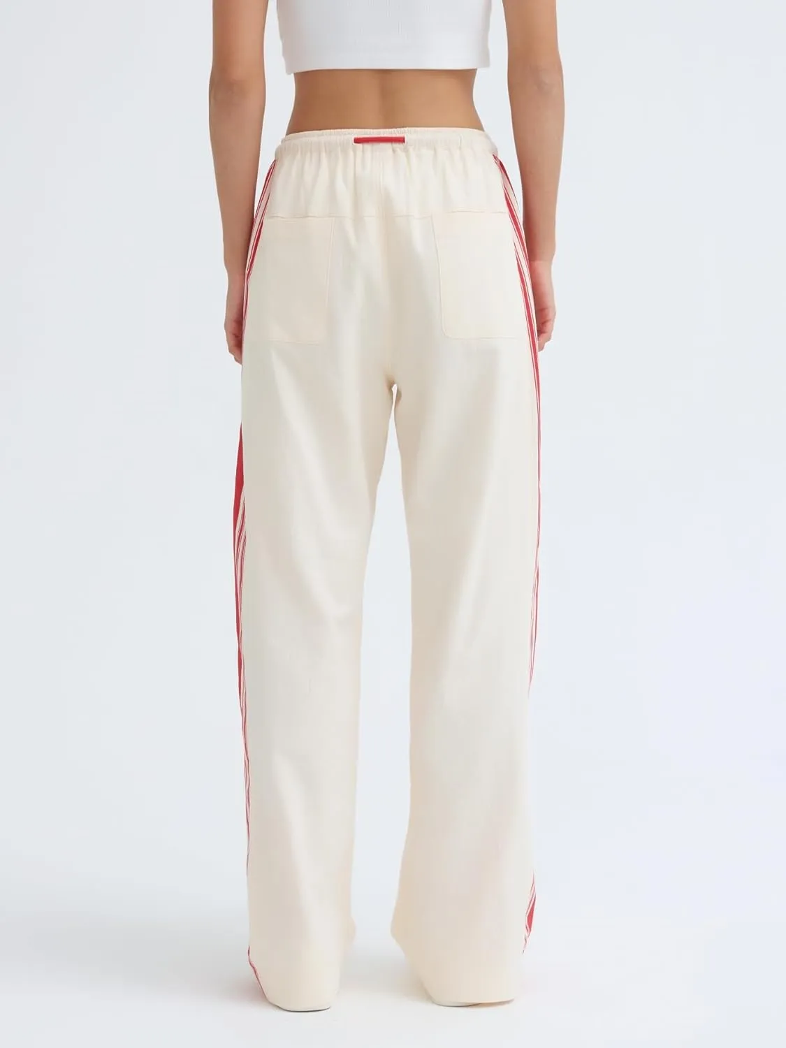 Side Striped Pants Women Drawstring Wide Leg Pants High Waisted Loose Slouchy Palazzo Sweatpants