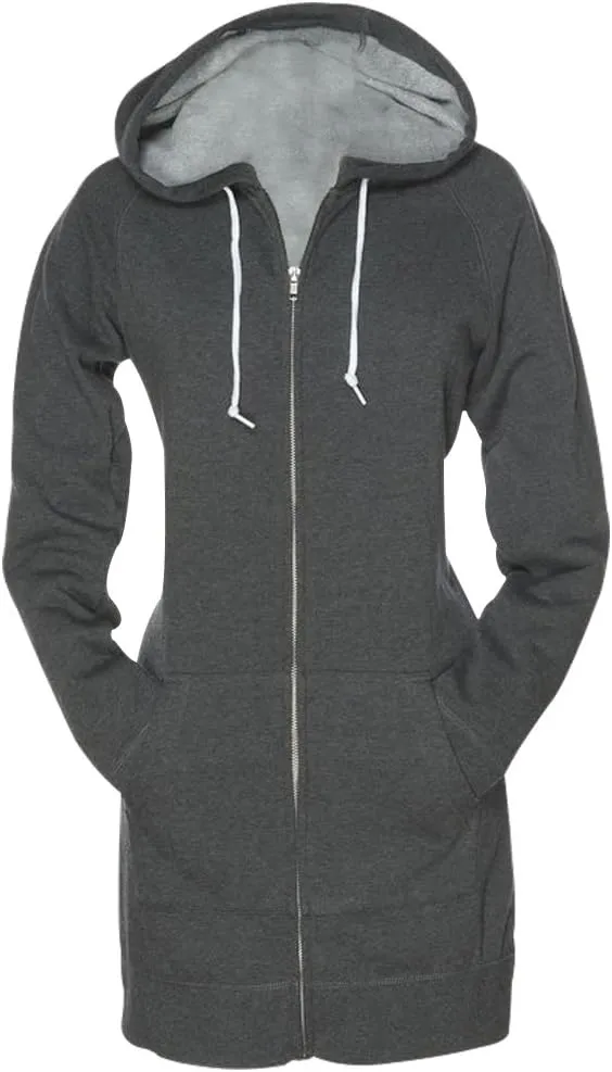 SKYLINEWEARS Women Casual Zip Up Hoodies Fleece Tunic Sweatshirt Long Hoodie Jacket With Pockets