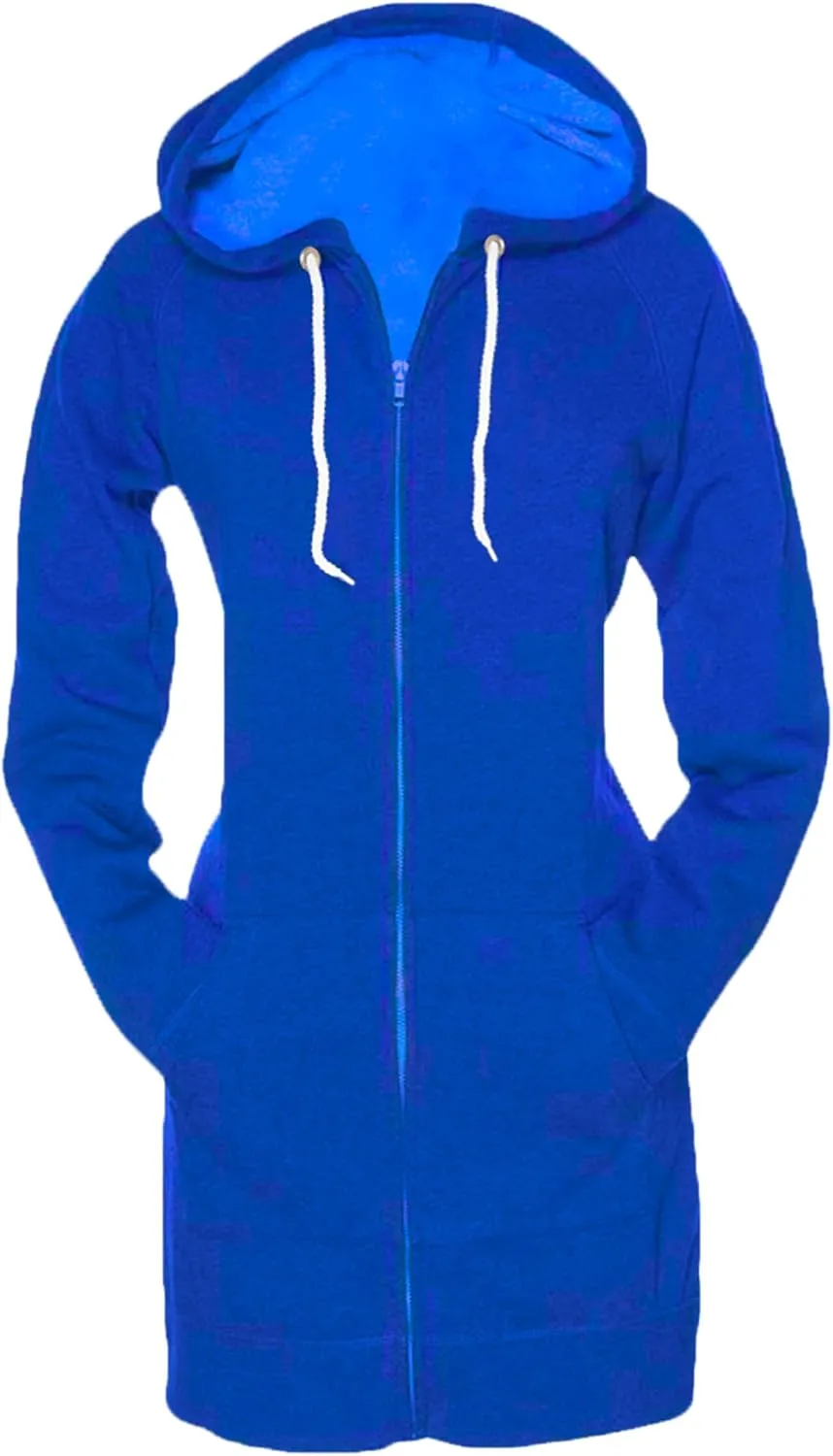 SKYLINEWEARS Women Casual Zip Up Hoodies Fleece Tunic Sweatshirt Long Hoodie Jacket With Pockets