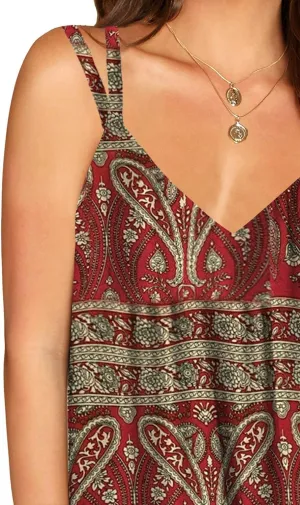 Soesdemo Dressy Tank Top for Women Casual Summer Floral Rhinestones Spaghetti Strap V Neck Sleeveless Tunic for Leggings