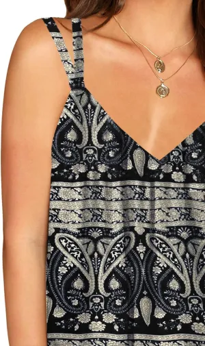 Soesdemo Dressy Tank Top for Women Casual Summer Floral Rhinestones Spaghetti Strap V Neck Sleeveless Tunic for Leggings