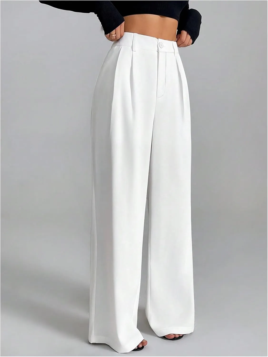 SOLY HUX Women's Wide Leg Dress Pants High Waisted Pleated Loose Work Office Trousers