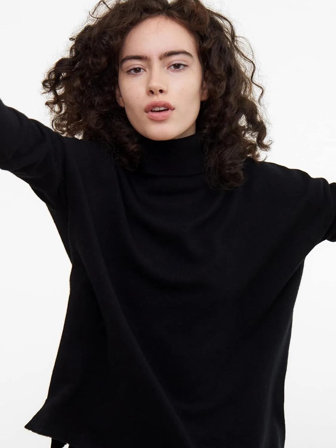 State Cashmere Womens Oversized Tunic Turtleneck Sweater 100% Pure Cashmere Classic Long Sleeve Pullover