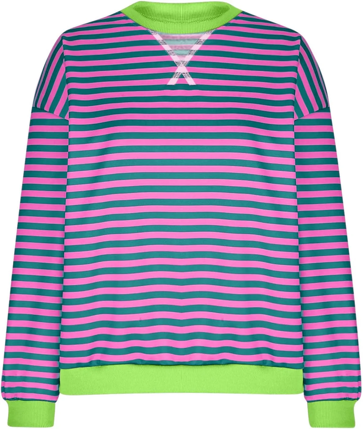 Striped Sweatshirt For Women 2024 Cute Fall Fashion Oversized Long Sleeve Crewneck Pullover Tops Teens y2k Outfits