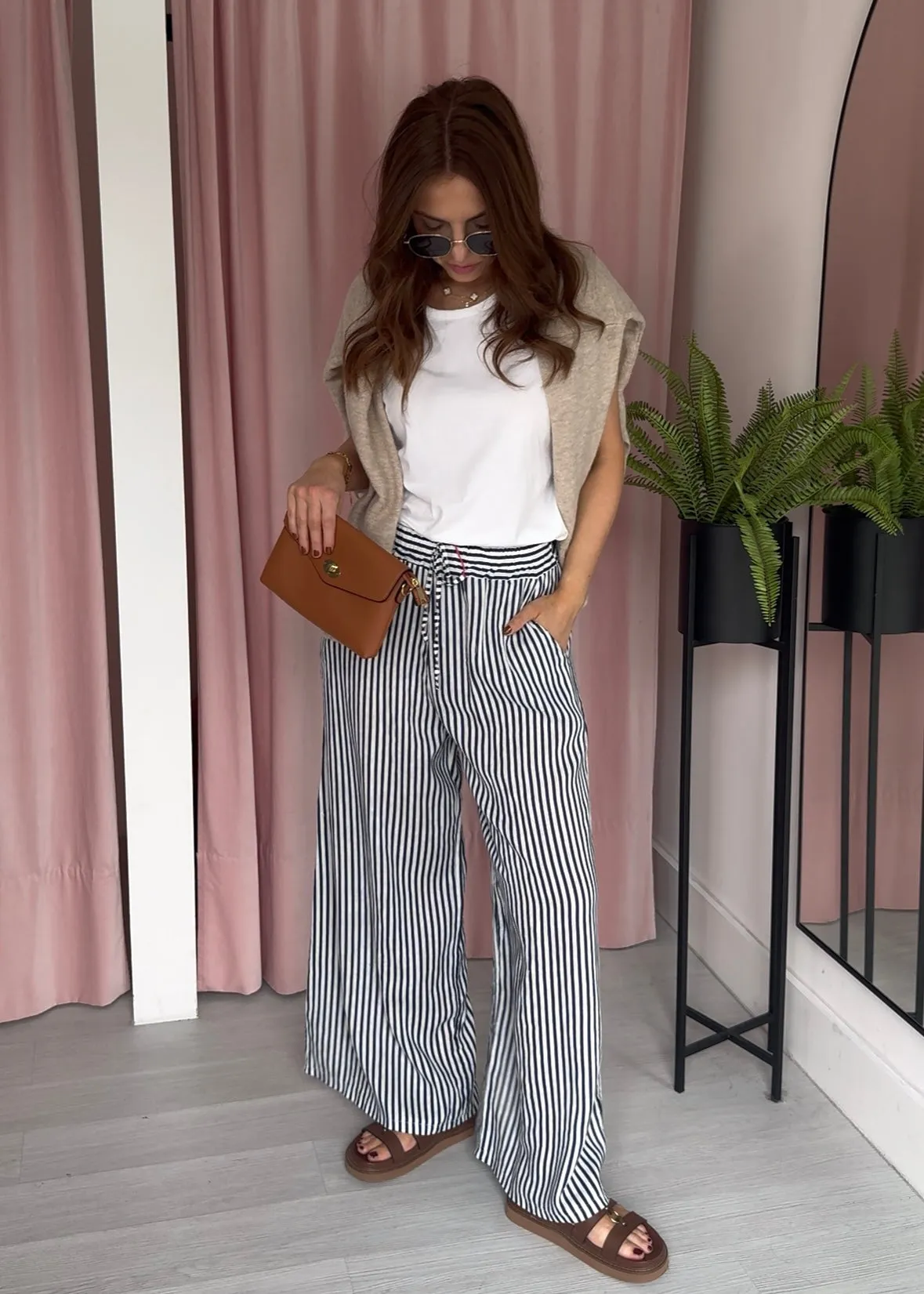Stripey Trousers - Navy