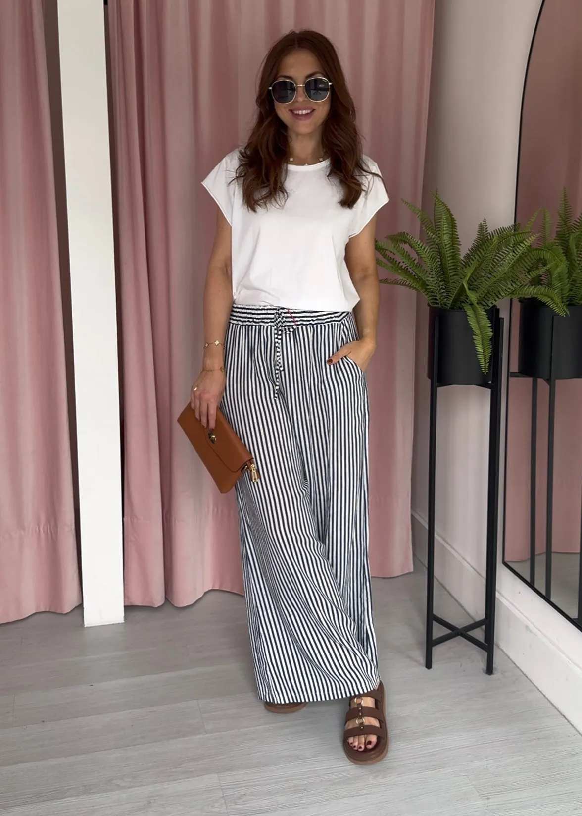 Stripey Trousers - Navy