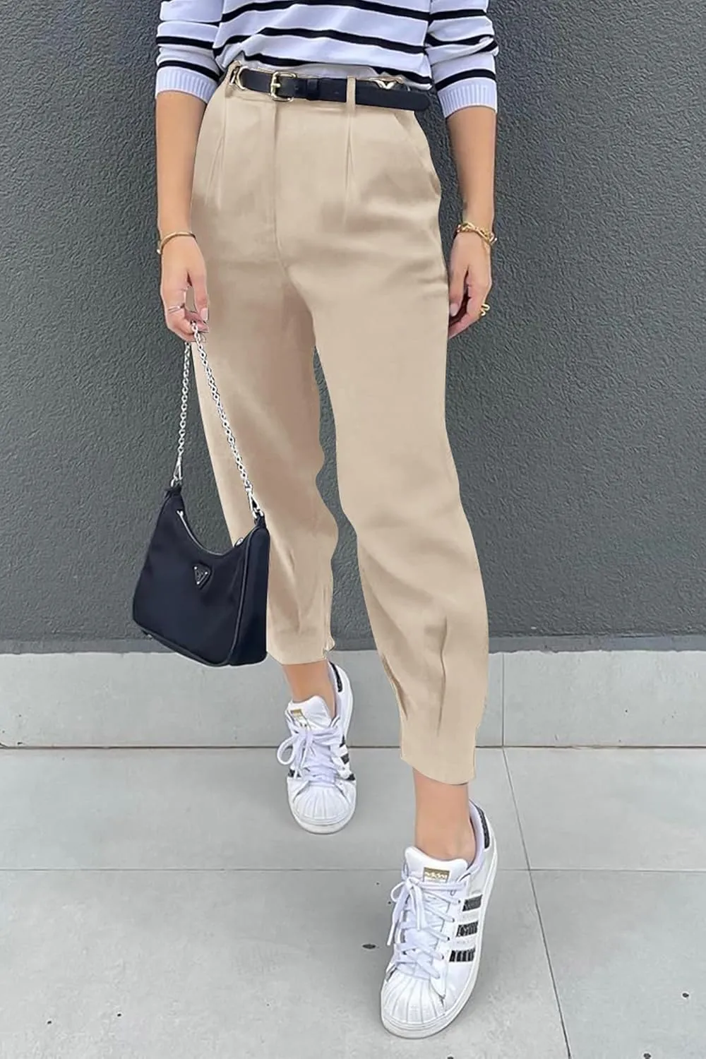Summer Dress Pants Women Business Lightweight High Waist Pants Dressy Casual Ankle Length Work Office Trouser Slacks