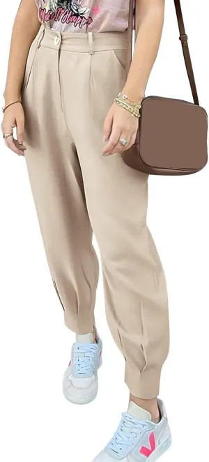Summer Dress Pants Women Business Lightweight High Waist Pants Dressy Casual Ankle Length Work Office Trouser Slacks