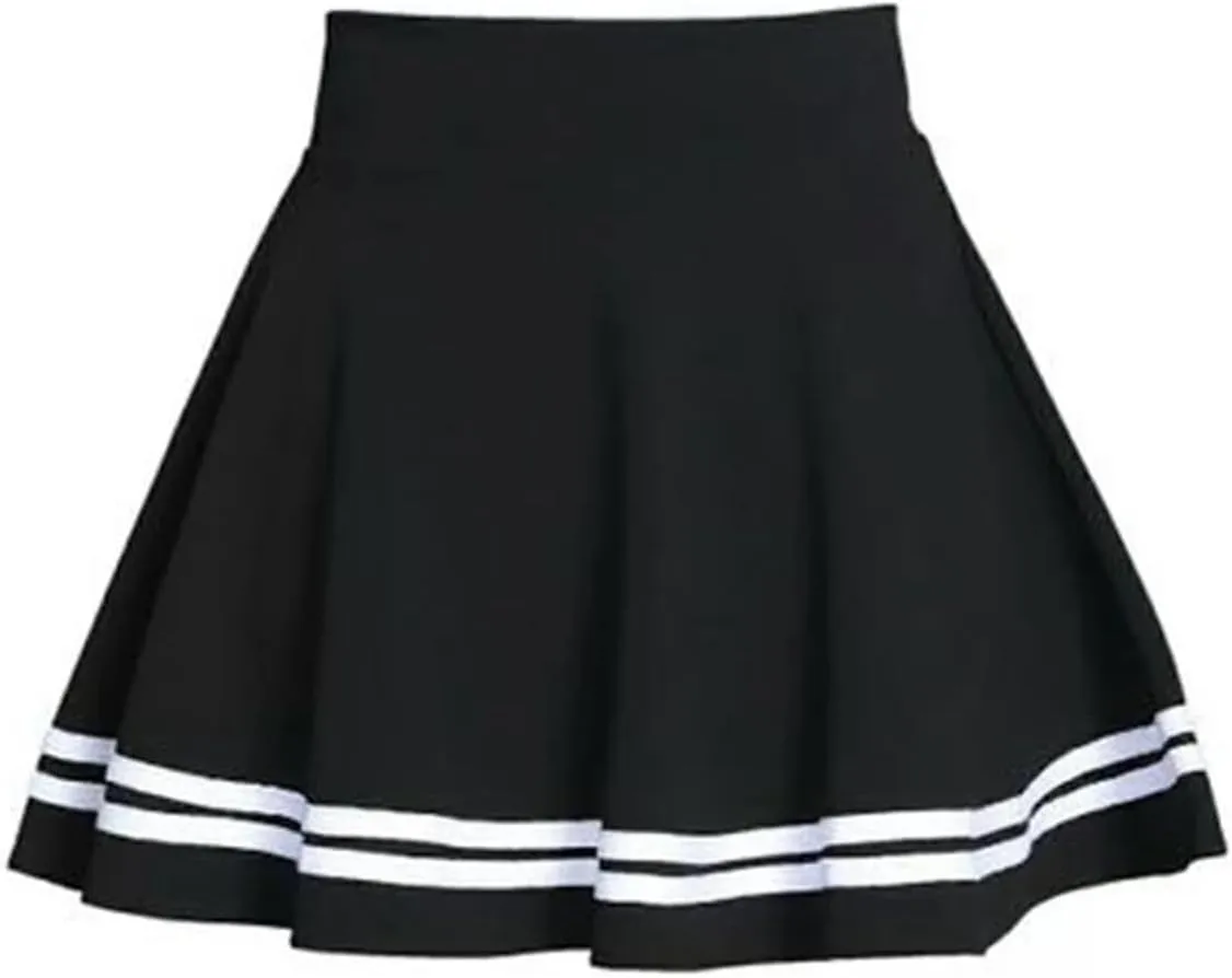 Summer Women Skirt Elastic Midi Skirts Pleated Black Sexy Stripe Mini Short School Skirts