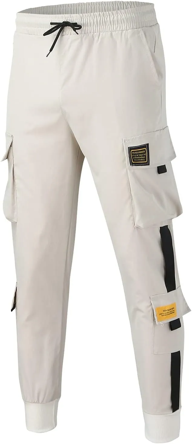 Sweatpants for Men Big and Tall Casual Mens Gifts Cargo Pants Hiking Workout Joggers Overalls Drawstring Multi Pocket