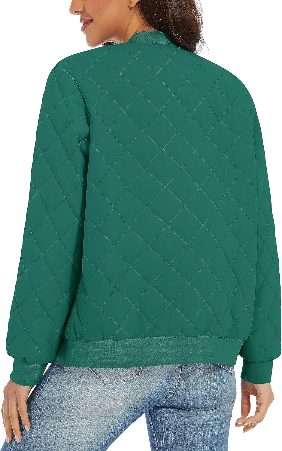 TACVASEN Women's Diamond Quilted Jackets Lightweight Casual Bomber Jacket Warm Winter Coats Full Zip with Pockets