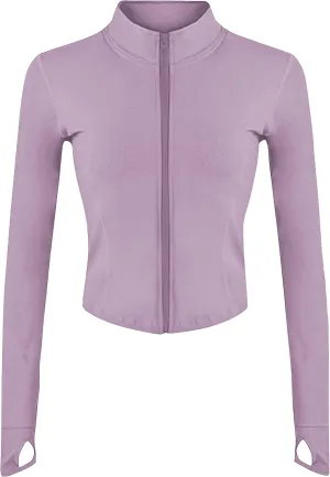 Tanming Women's Full Zip Seamless Workout Jacket Running Yoga Slim Fit Track Jacket
