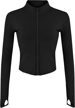 Tanming Women's Full Zip Seamless Workout Jacket Running Yoga Slim Fit Track Jacket