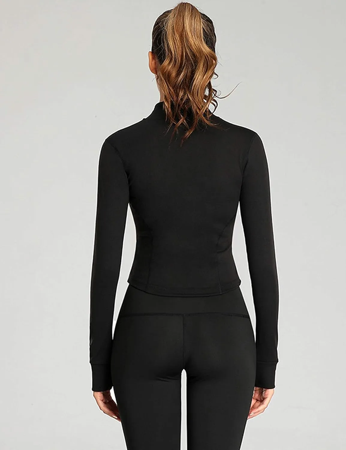 Tanming Women's Full Zip Seamless Workout Jacket Running Yoga Slim Fit Track Jacket
