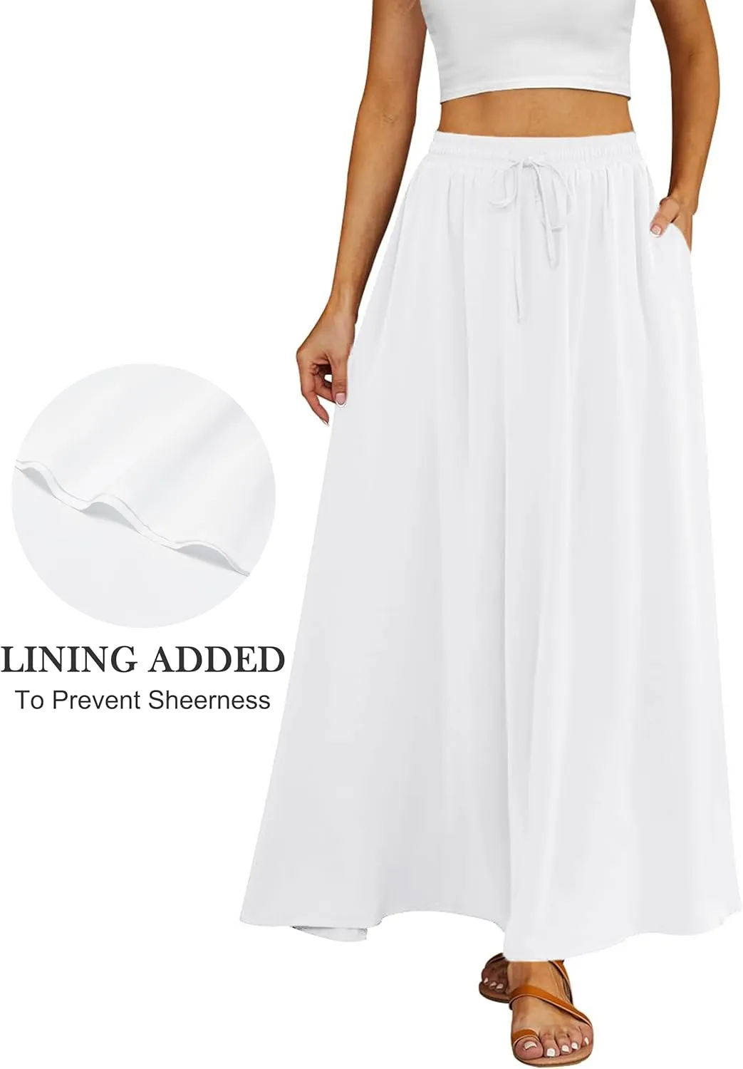 Tapata Women's Flowy Maxi Skirt Petite Regular Extra Long Casual Summer Pleated Skirts with Pockets