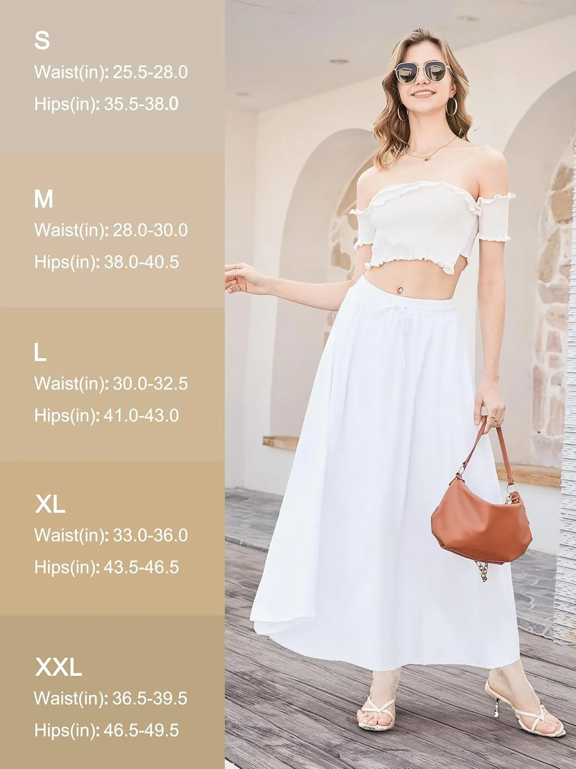 Tapata Women's Flowy Maxi Skirt Petite Regular Extra Long Casual Summer Pleated Skirts with Pockets