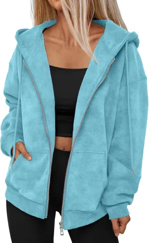 Trendy Queen Zip Up Hoodies for Women Acid Wash Oversized Sweatshirts Fall Cute Y2k Clothes Winter Jackets Vintage Streetwear
