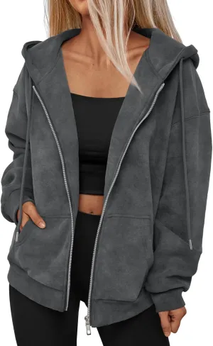 Trendy Queen Zip Up Hoodies for Women Acid Wash Oversized Sweatshirts Fall Cute Y2k Clothes Winter Jackets Vintage Streetwear