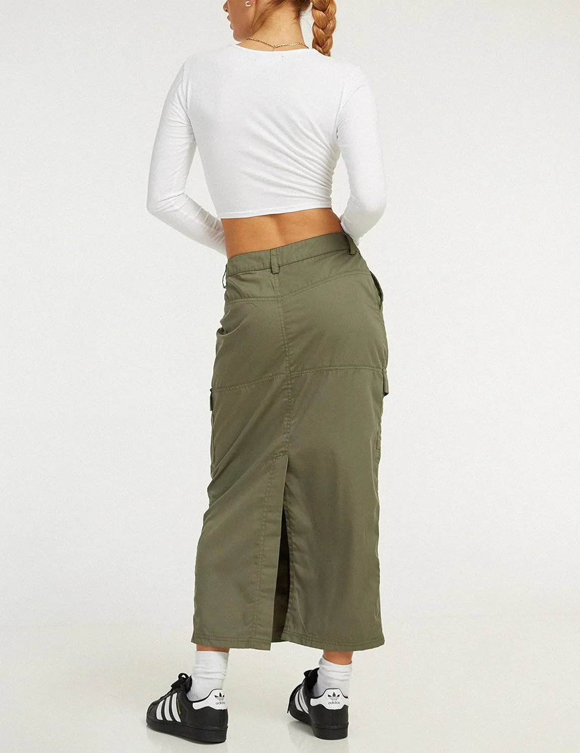 UANEO Cargo Skirts for Women Casual Midi Cargo Skirt Long Skirts Streetwear Y2K