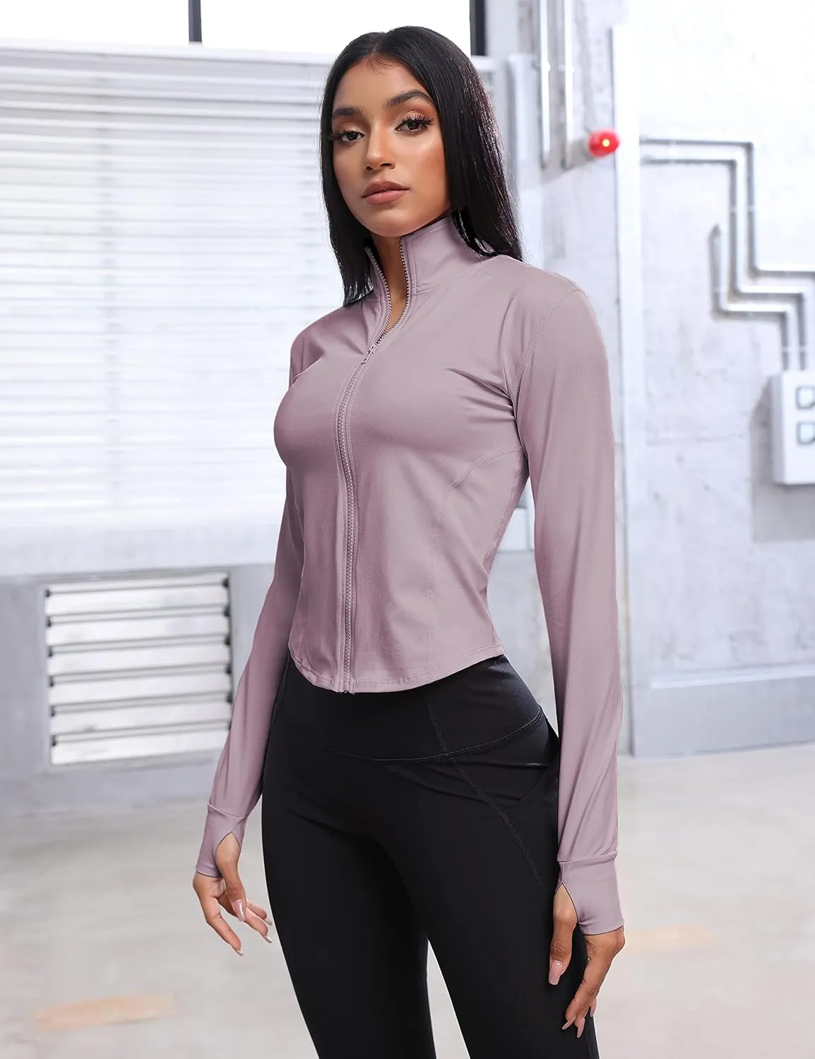 UANEO Workout Tops for Women Cropped Workout Jackets for Women Yoga Athletic Jacket