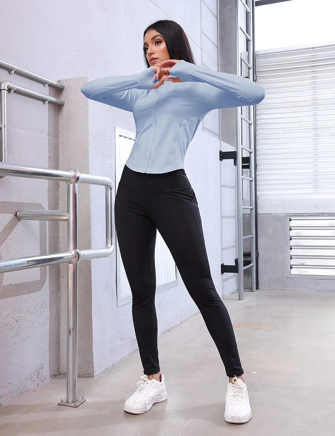 UANEO Workout Tops for Women Cropped Workout Jackets for Women Yoga Athletic Jacket