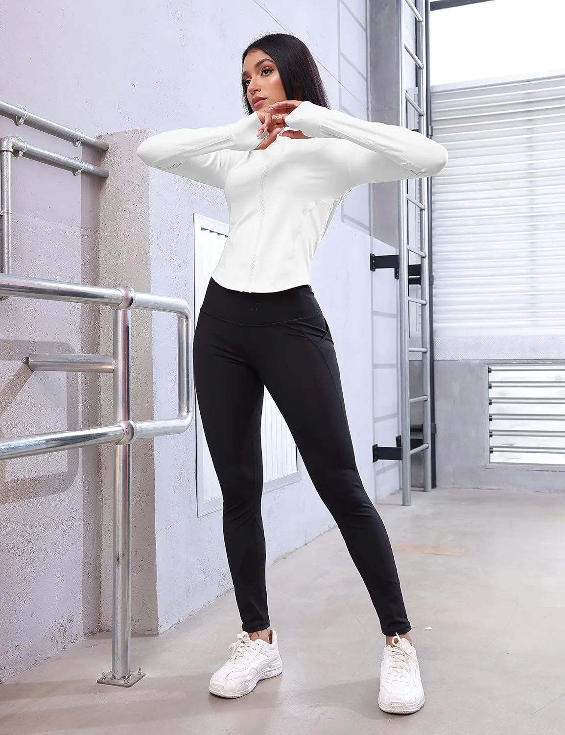 UANEO Workout Tops for Women Cropped Workout Jackets for Women Yoga Athletic Jacket