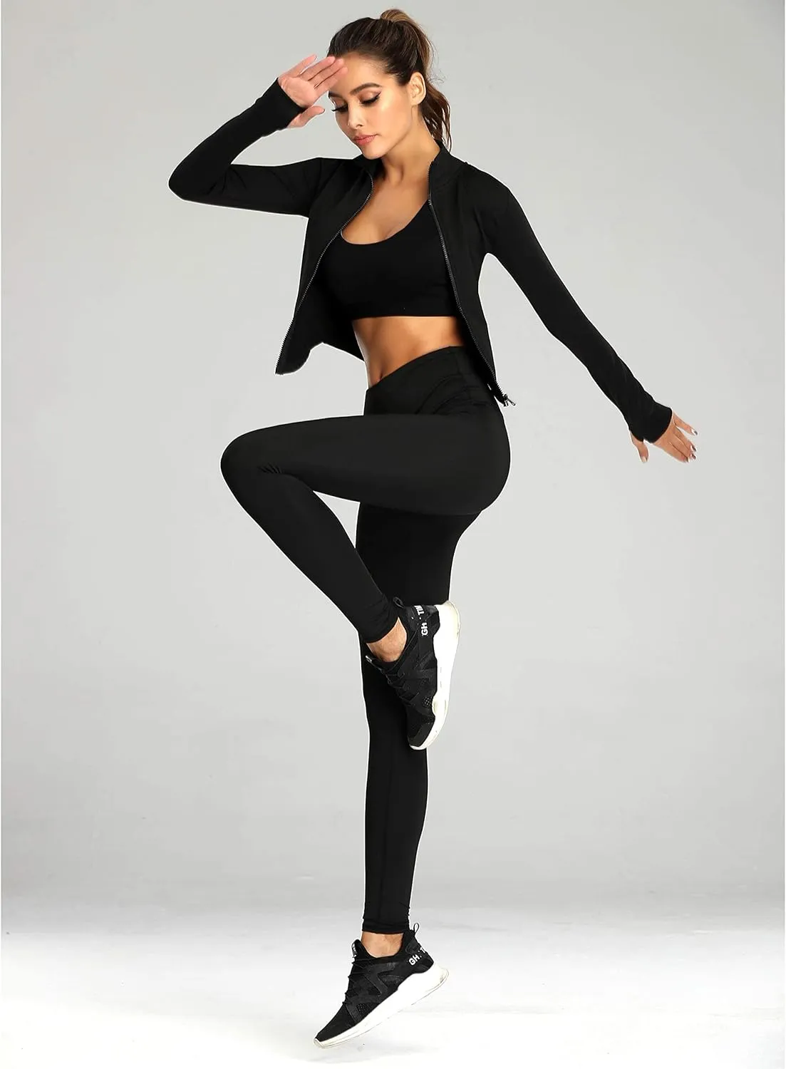 UANEO Workout Tops for Women Cropped Workout Jackets for Women Yoga Athletic Jacket