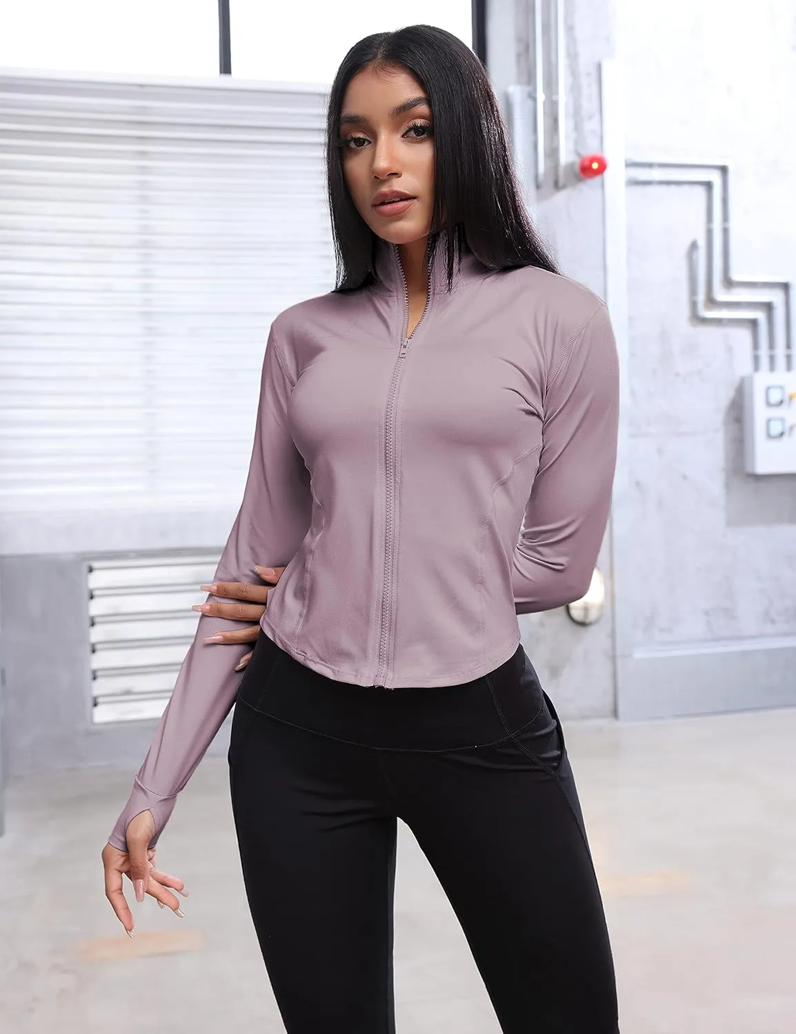 UANEO Workout Tops for Women Cropped Workout Jackets for Women Yoga Athletic Jacket