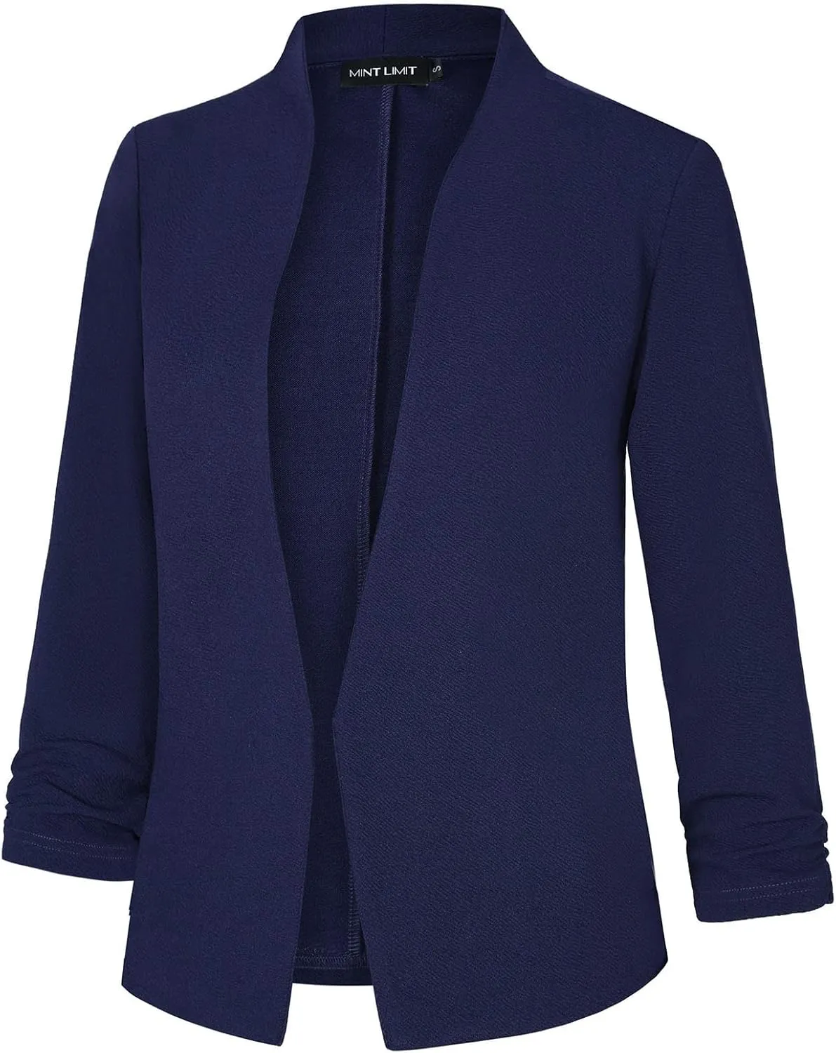 Unifizz Women's Collarless 3/4 Sleeve Lightweight Blazer Slim Work Office Business Jacket