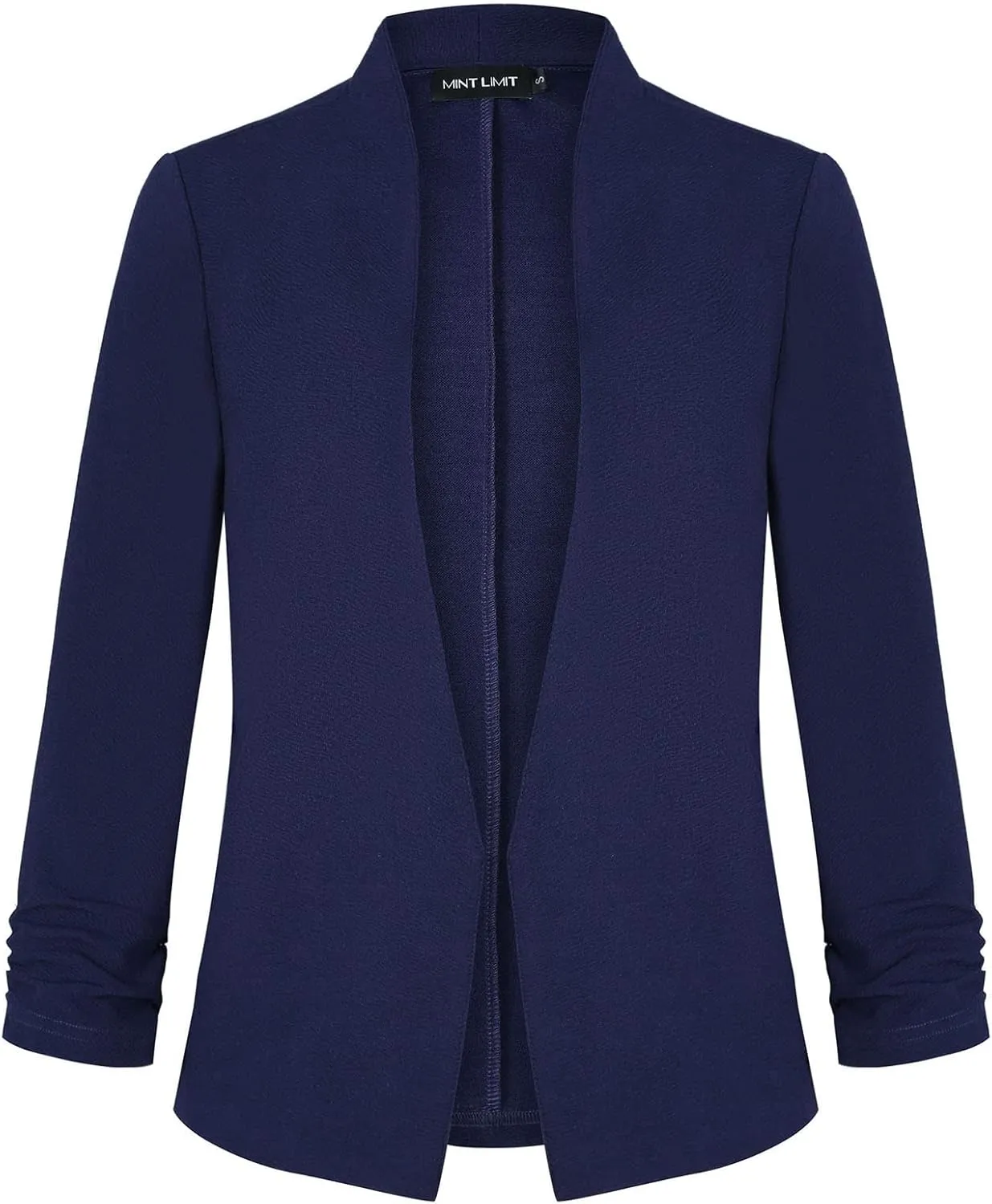 Unifizz Women's Collarless 3/4 Sleeve Lightweight Blazer Slim Work Office Business Jacket