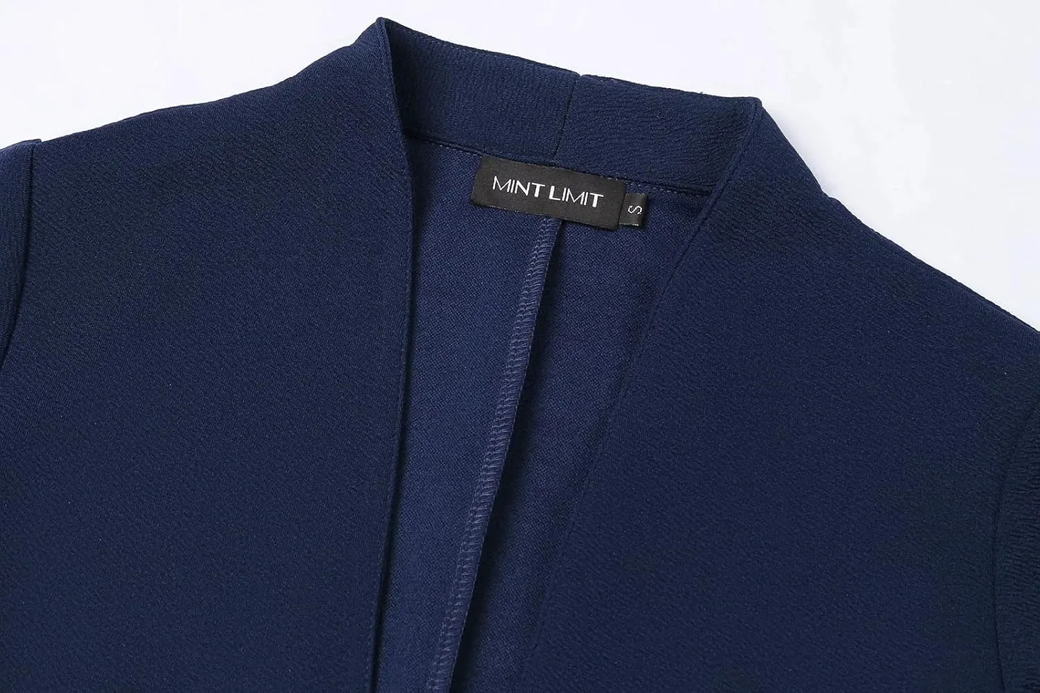 Unifizz Women's Collarless 3/4 Sleeve Lightweight Blazer Slim Work Office Business Jacket