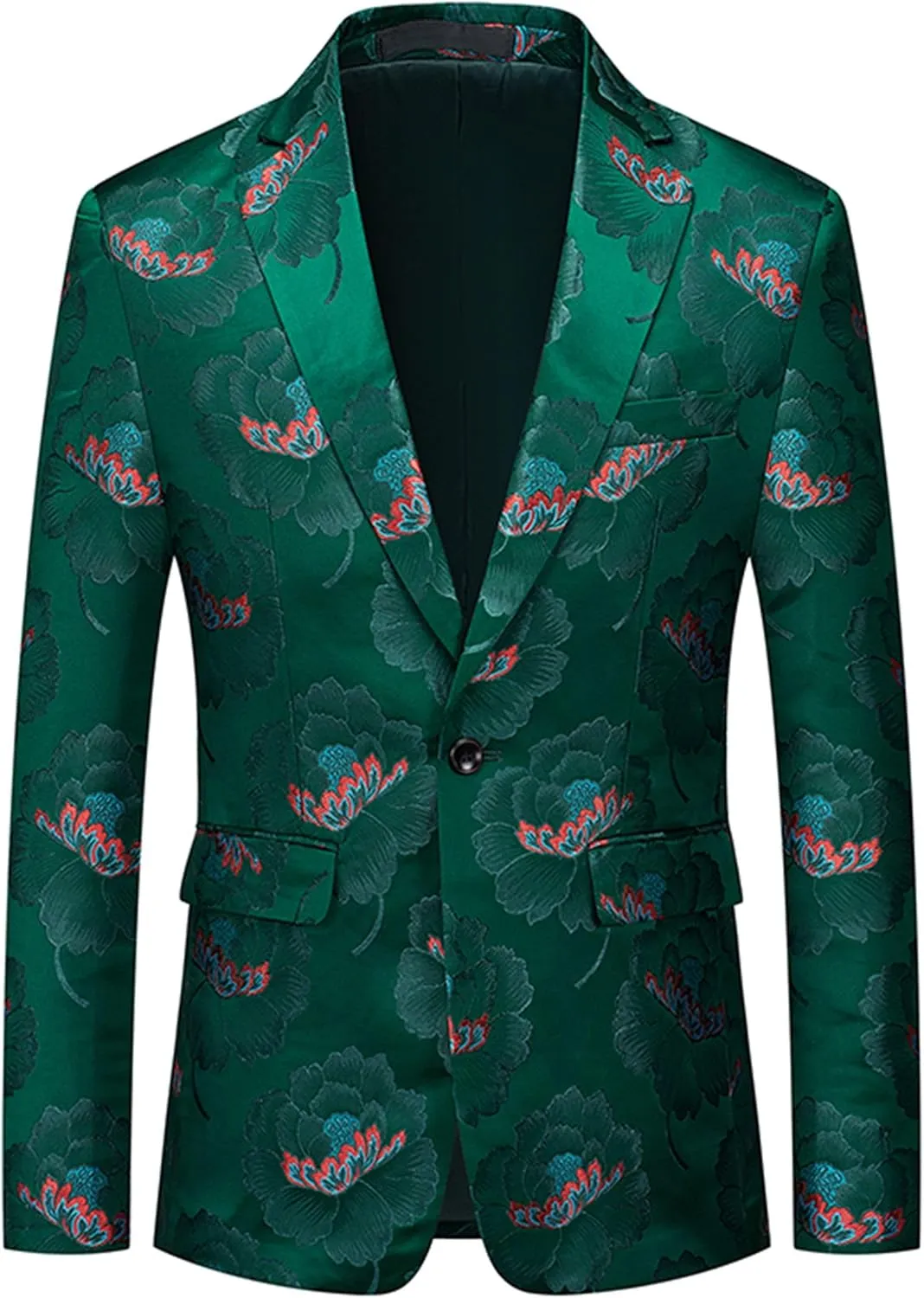 UNINUKOO Mens Blazer Printed Suit Jacket 1 Button Slim Fit Floral Dinner Sport Coat Blazers