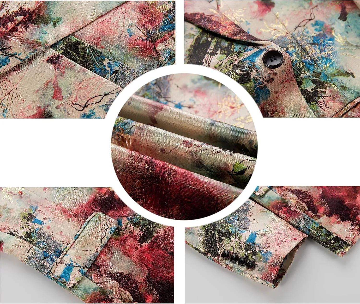 UNINUKOO Mens Blazer Printed Suit Jacket 1 Button Slim Fit Floral Dinner Sport Coat Blazers