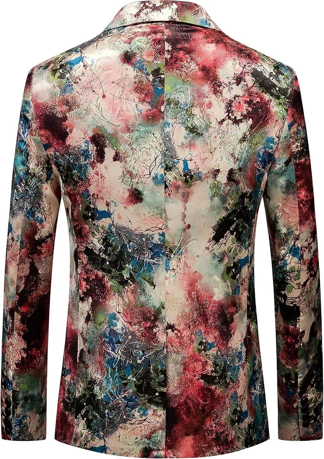 UNINUKOO Mens Blazer Printed Suit Jacket 1 Button Slim Fit Floral Dinner Sport Coat Blazers