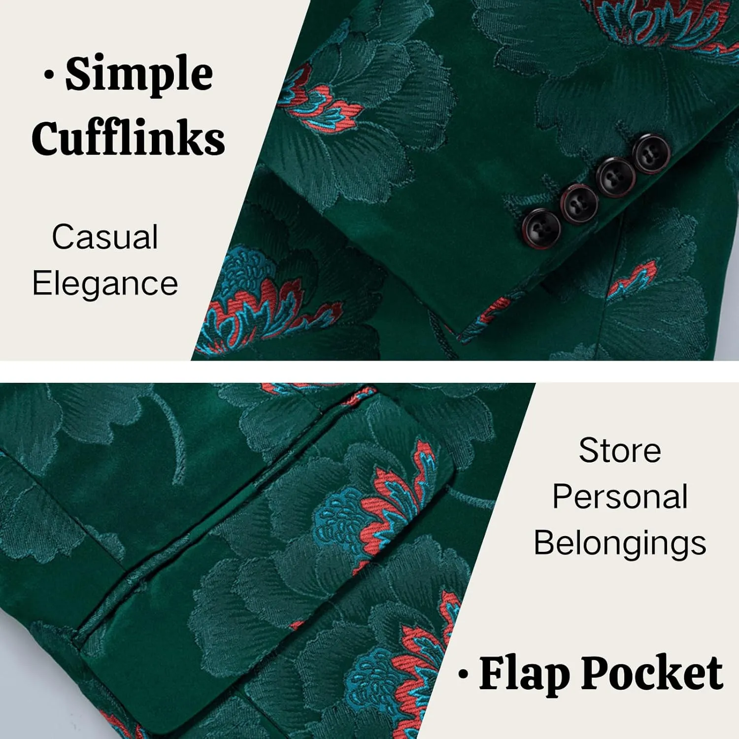 UNINUKOO Mens Blazer Printed Suit Jacket 1 Button Slim Fit Floral Dinner Sport Coat Blazers