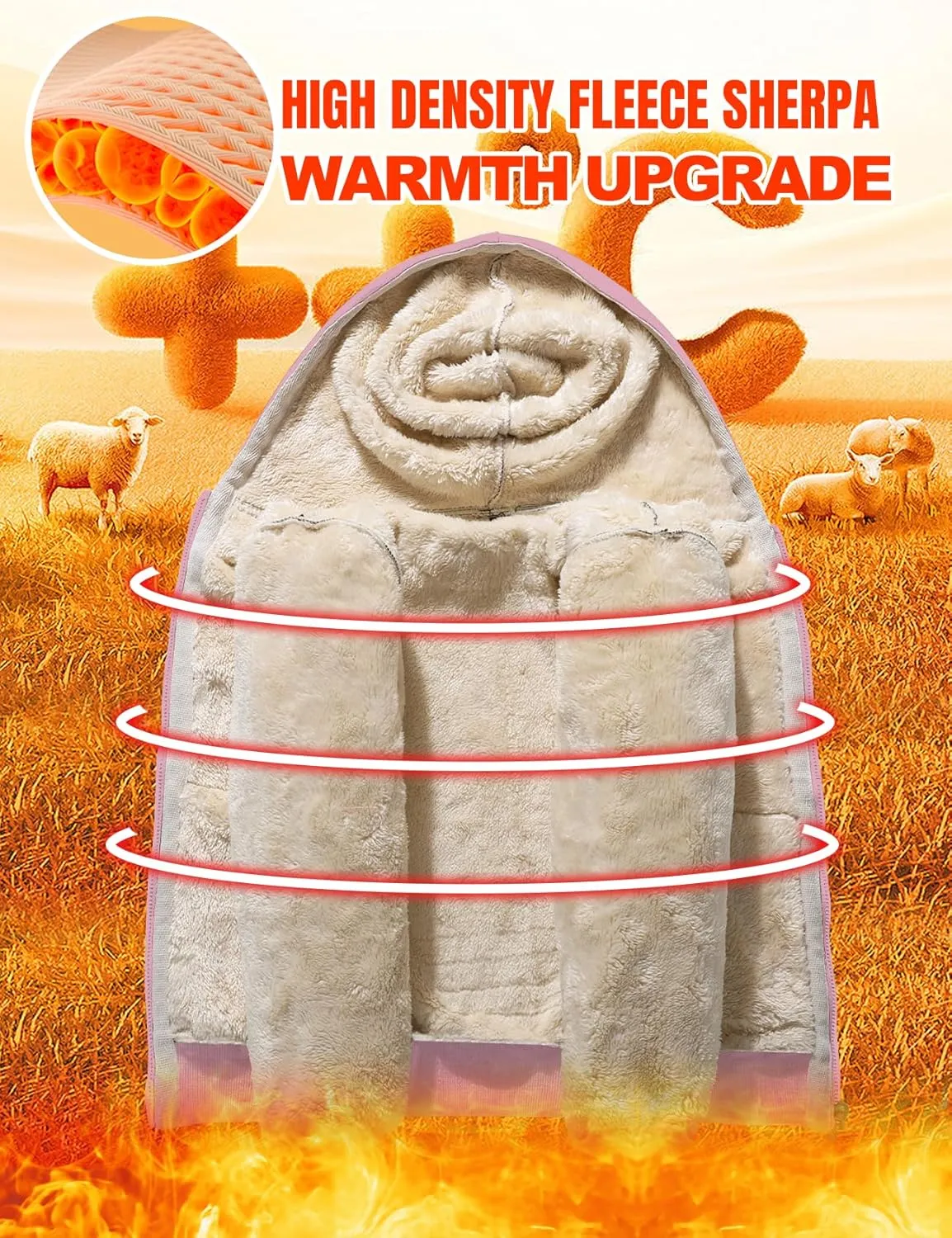 Unisex Boys Girls Sherpa Lined Fleece Jacket Hoodie Kids Warm Winter Zip Up Hooded Sweatshirt Jackets Coat 5-15Y