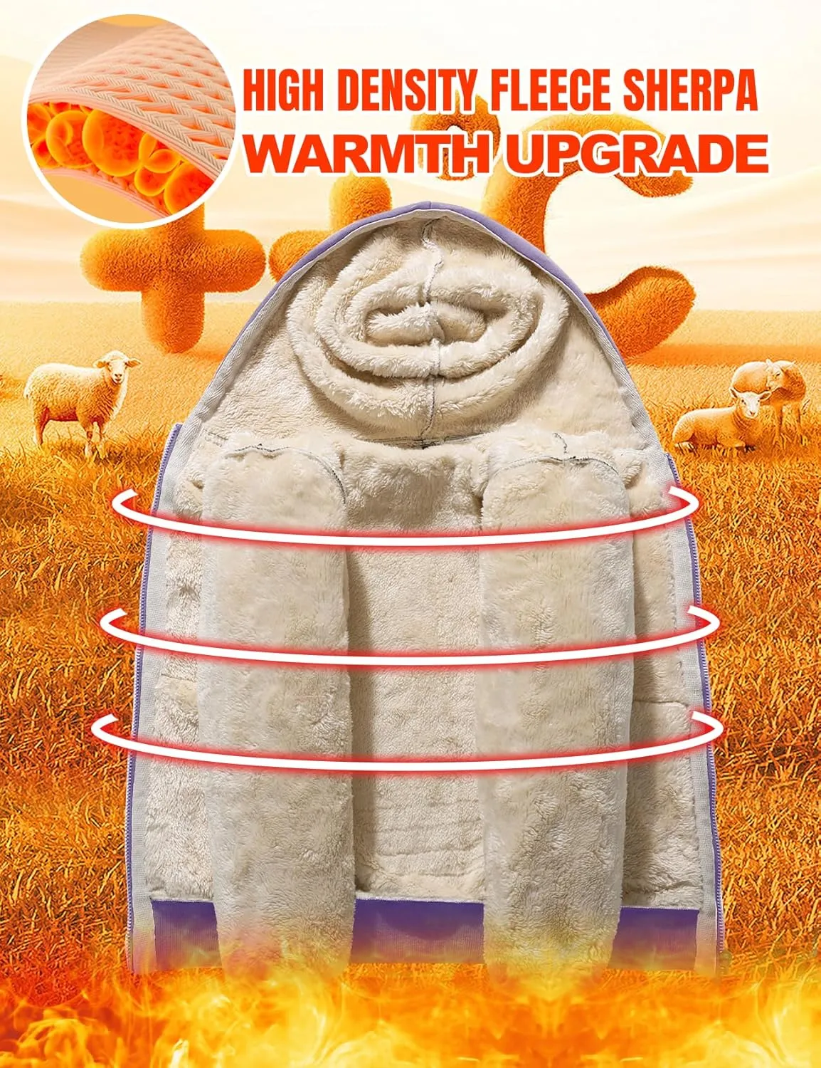 Unisex Boys Girls Sherpa Lined Fleece Jacket Hoodie Kids Warm Winter Zip Up Hooded Sweatshirt Jackets Coat 5-15Y