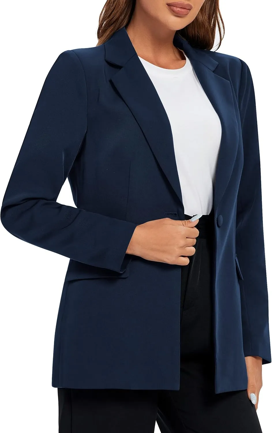 Urban CoCo Women's Casual Blazers Open Front Lapel Button Long Sleeve Office Work Suit Jacket