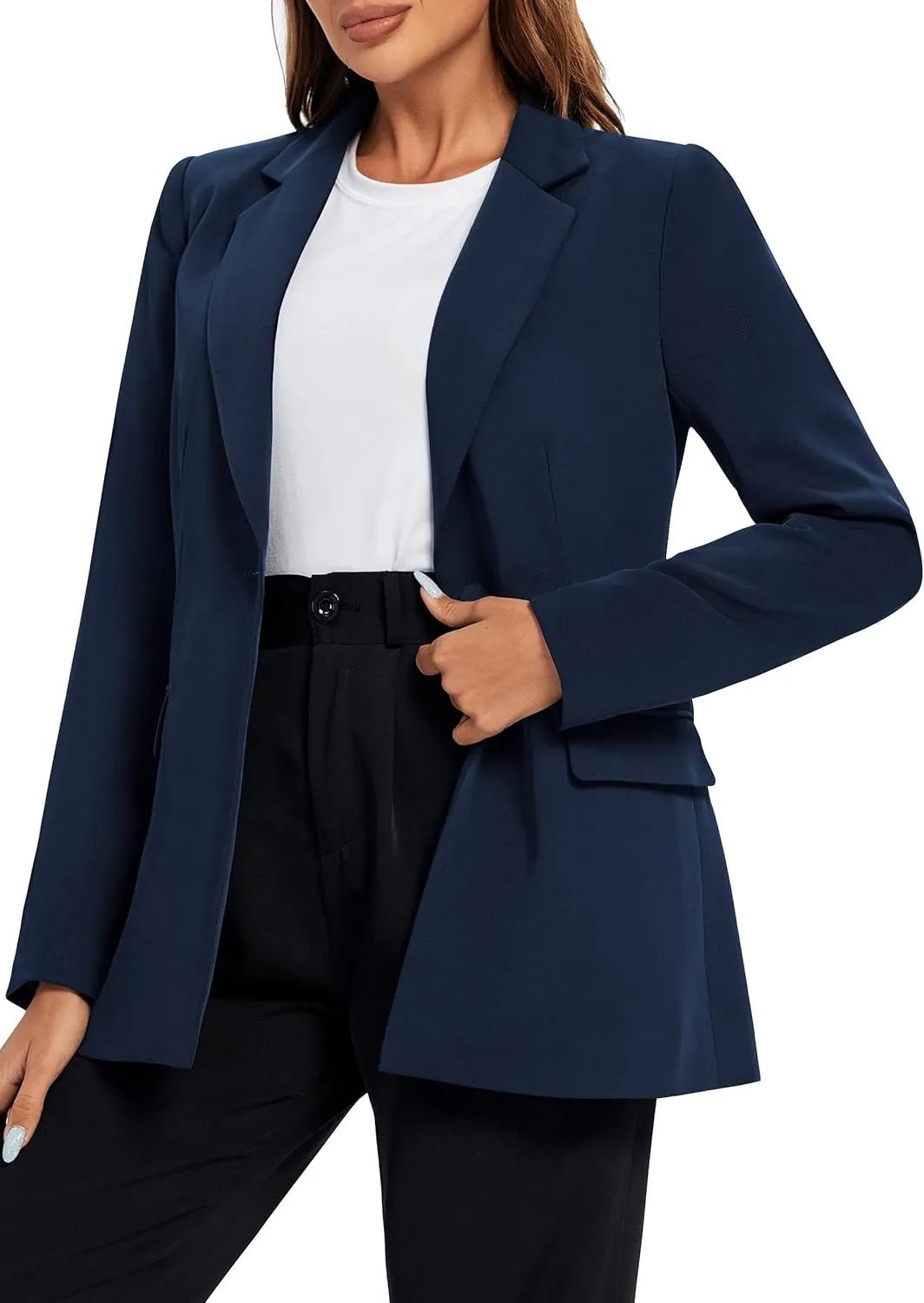 Urban CoCo Women's Casual Blazers Open Front Lapel Button Long Sleeve Office Work Suit Jacket