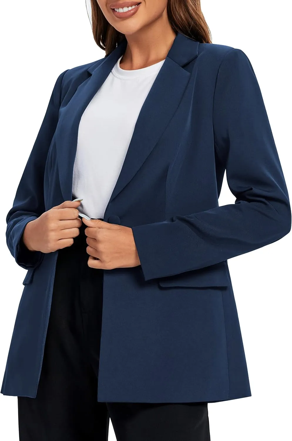 Urban CoCo Women's Casual Blazers Open Front Lapel Button Long Sleeve Office Work Suit Jacket