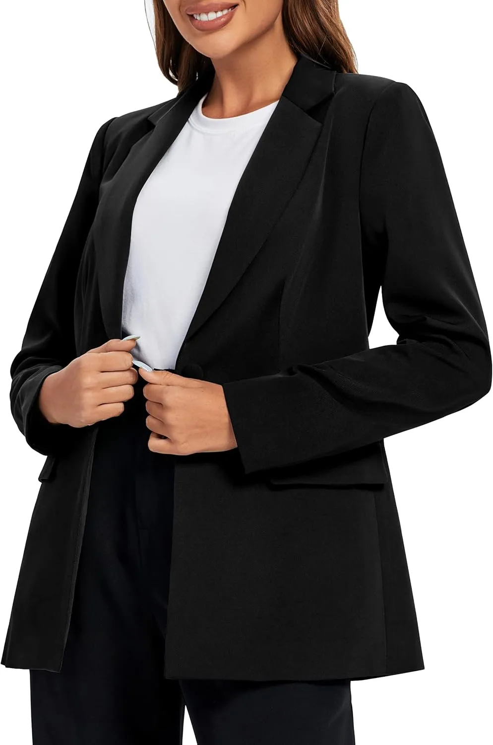 Urban CoCo Women's Casual Blazers Open Front Lapel Button Long Sleeve Office Work Suit Jacket