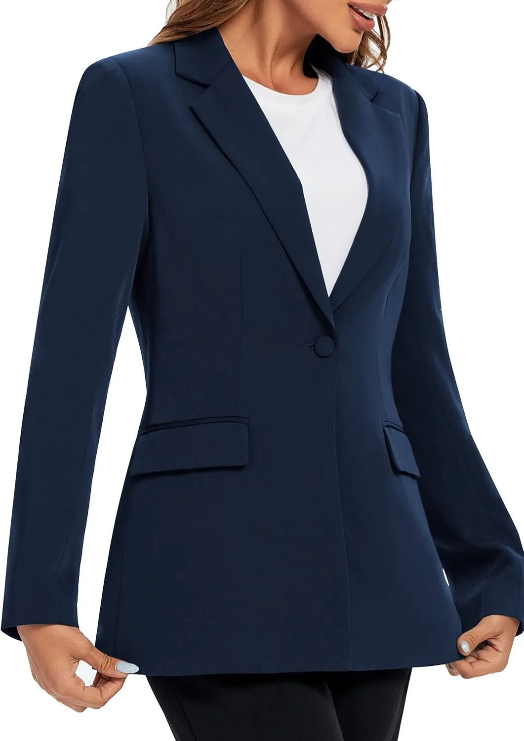 Urban CoCo Women's Casual Blazers Open Front Lapel Button Long Sleeve Office Work Suit Jacket