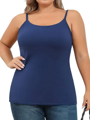 V FOR CITY Plus Size Camisole for Women with Shelf Bra Adjustable Spaghetti Strap Cami Tank Top Cotton Undershirts 1X-5X
