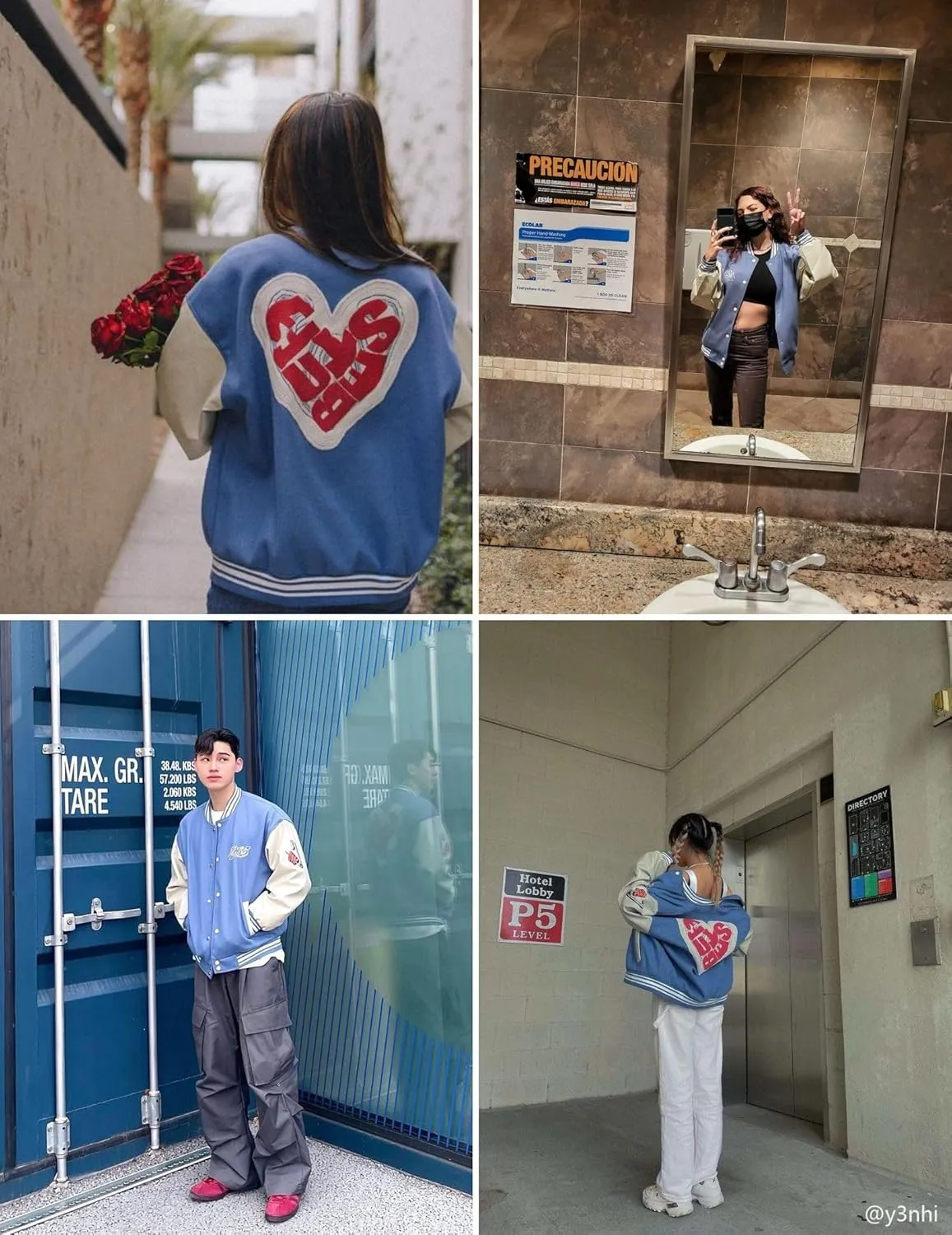 Vamtac Mens Varsity Baseball Jacket Letter Foaming Love Print Varsity Cotton Fur Coats Streetwear with Pocket