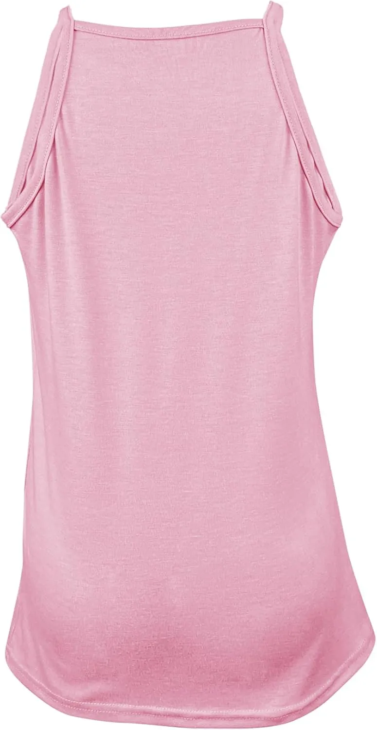 Vivitulip Girls Sleeveless Tank Top Cute Pleated Halter Neck Summer Cami Shirt