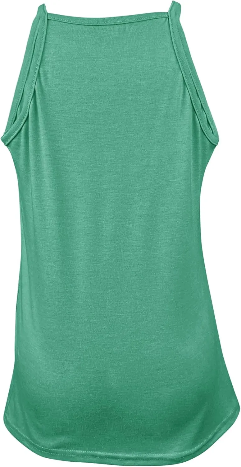 Vivitulip Girls Sleeveless Tank Top Cute Pleated Halter Neck Summer Cami Shirt