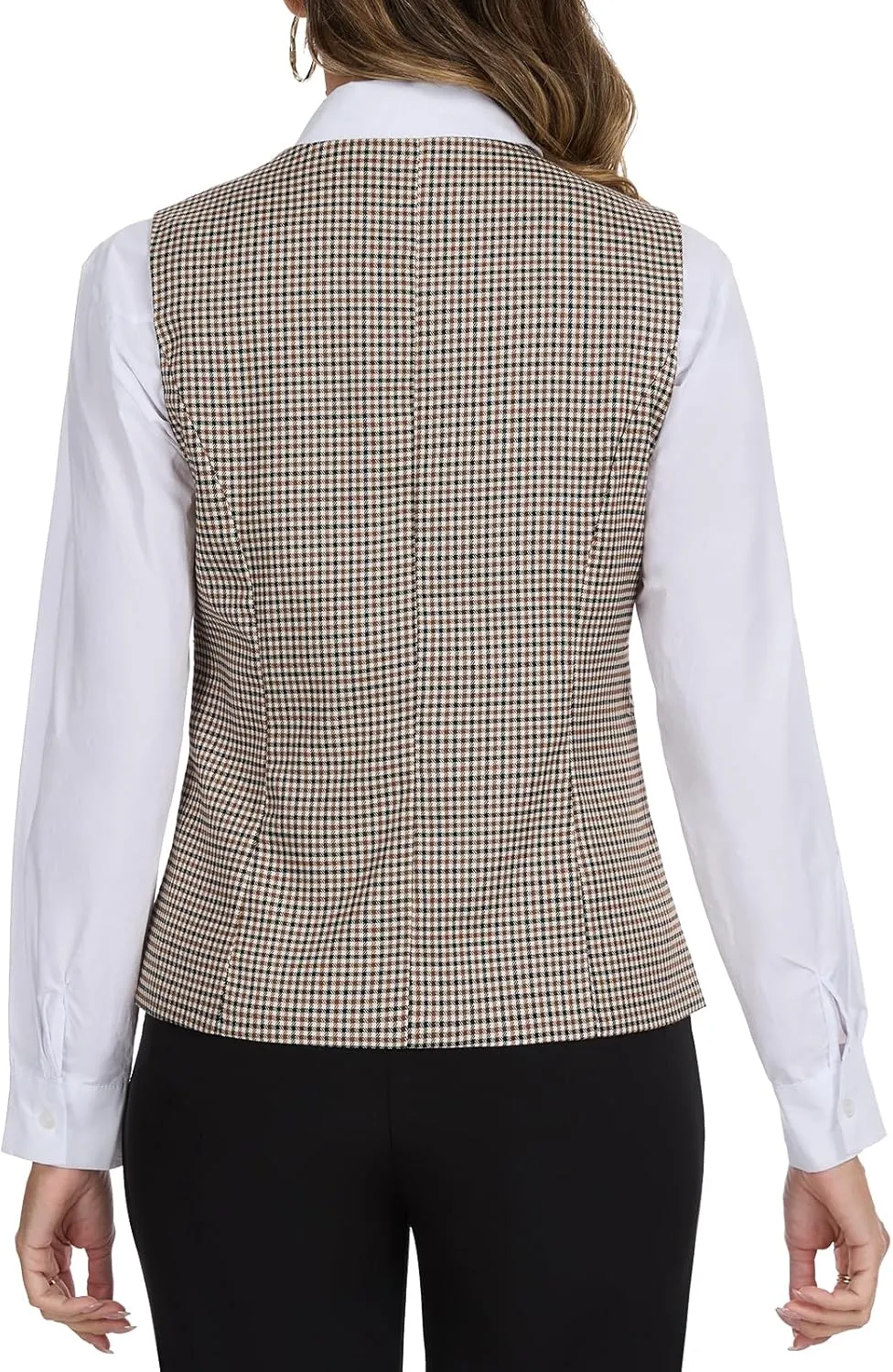 Waistcoat Vest for Women Fully Lined V-Neck Button Down Formal Fitted Dressy Suit Vest Coat with Pockets