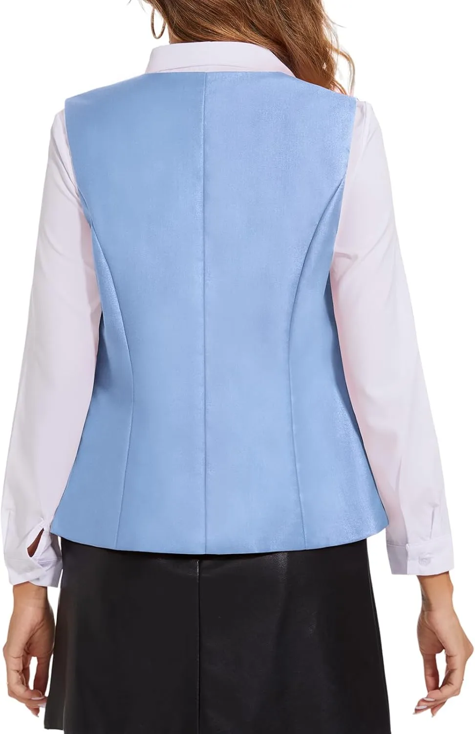 Waistcoat Vest for Women Fully Lined V-Neck Button Down Formal Fitted Dressy Suit Vest Coat with Pockets