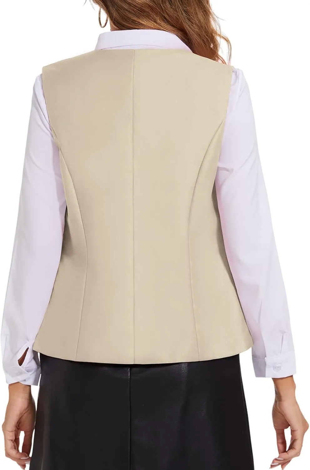 Waistcoat Vest for Women Fully Lined V-Neck Button Down Formal Fitted Dressy Suit Vest Coat with Pockets